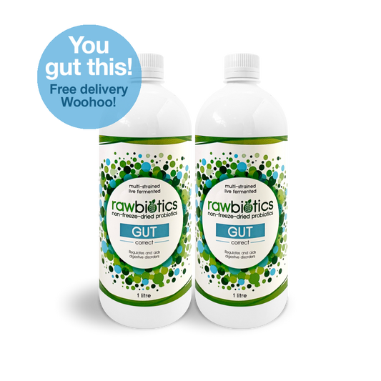 Individual Gut Restore Program (60 Days) : Rawbiotics GUT 1000ml x 2, Shot Glass & Usage Card